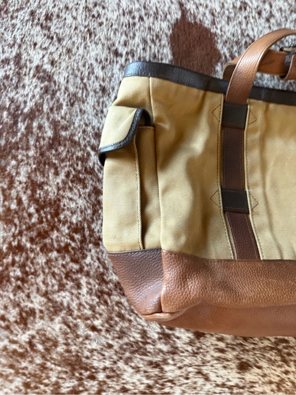 L.L. Bean Canvas and Leather Duffel Bag - Tan and Brown - Picture 3 of 6